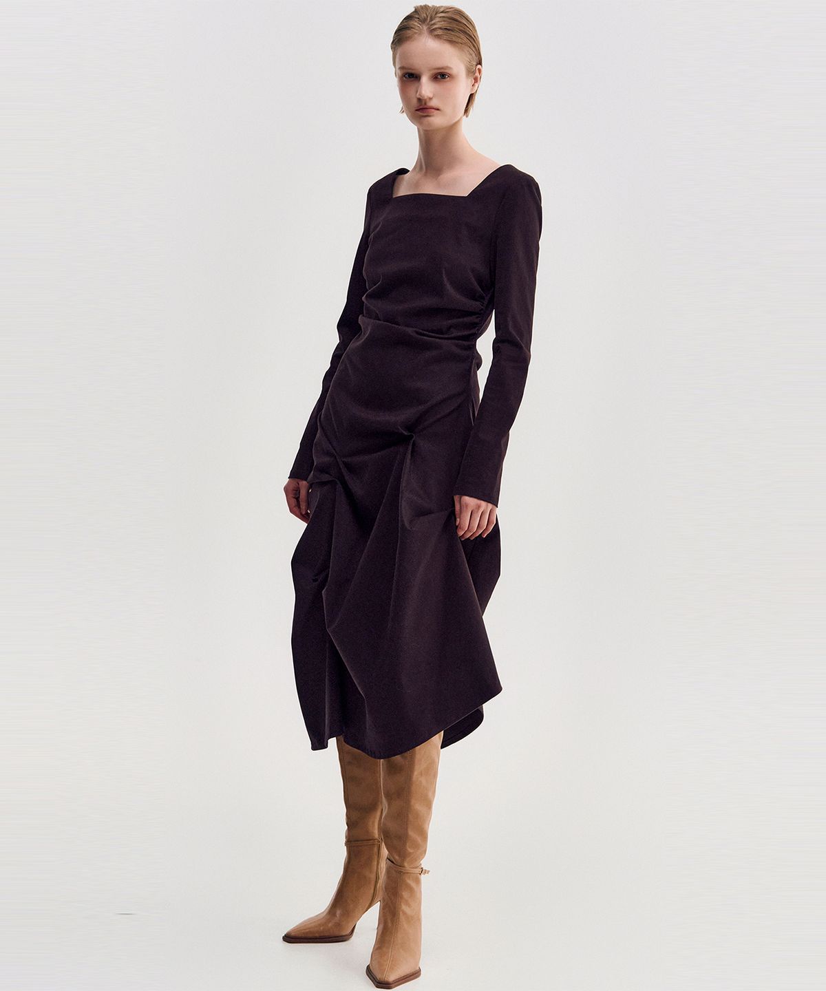 킴지수(KIMZISU) DOZI - Pinched Long Sleeve Dress _ BURGUNDY