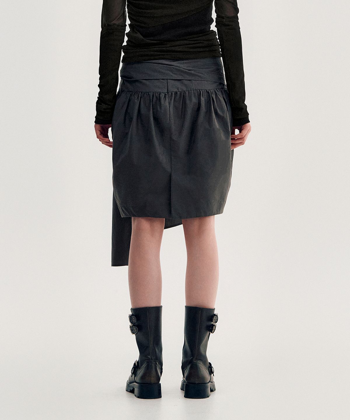 킴지수(KIMZISU) Pleated Tie Volume Skirt _ GREY