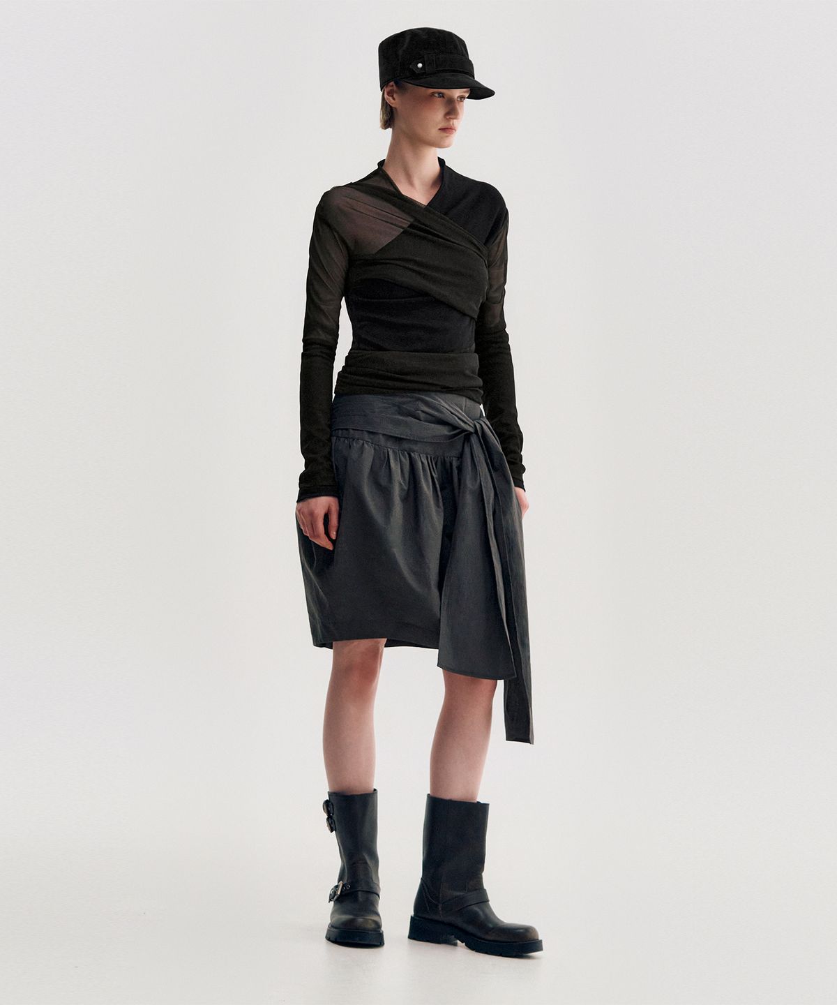 킴지수(KIMZISU) Pleated Tie Volume Skirt _ GREY