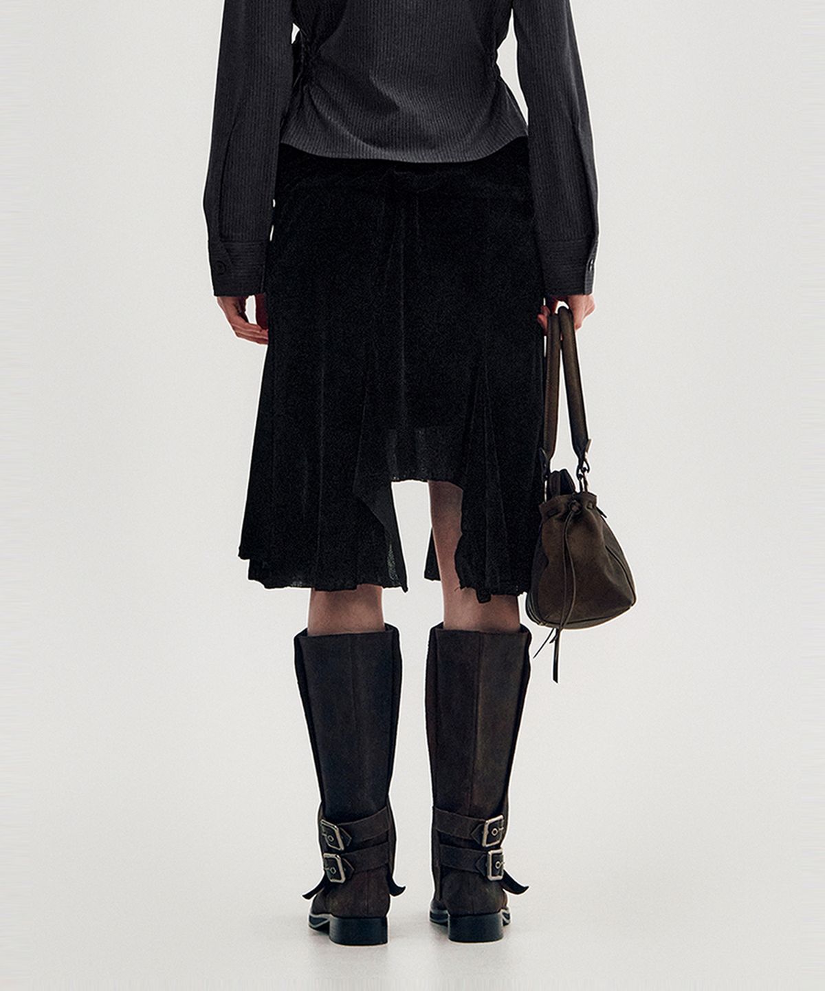 킴지수(KIMZISU) Velvet Jersey Gored Skirt _ BLACK