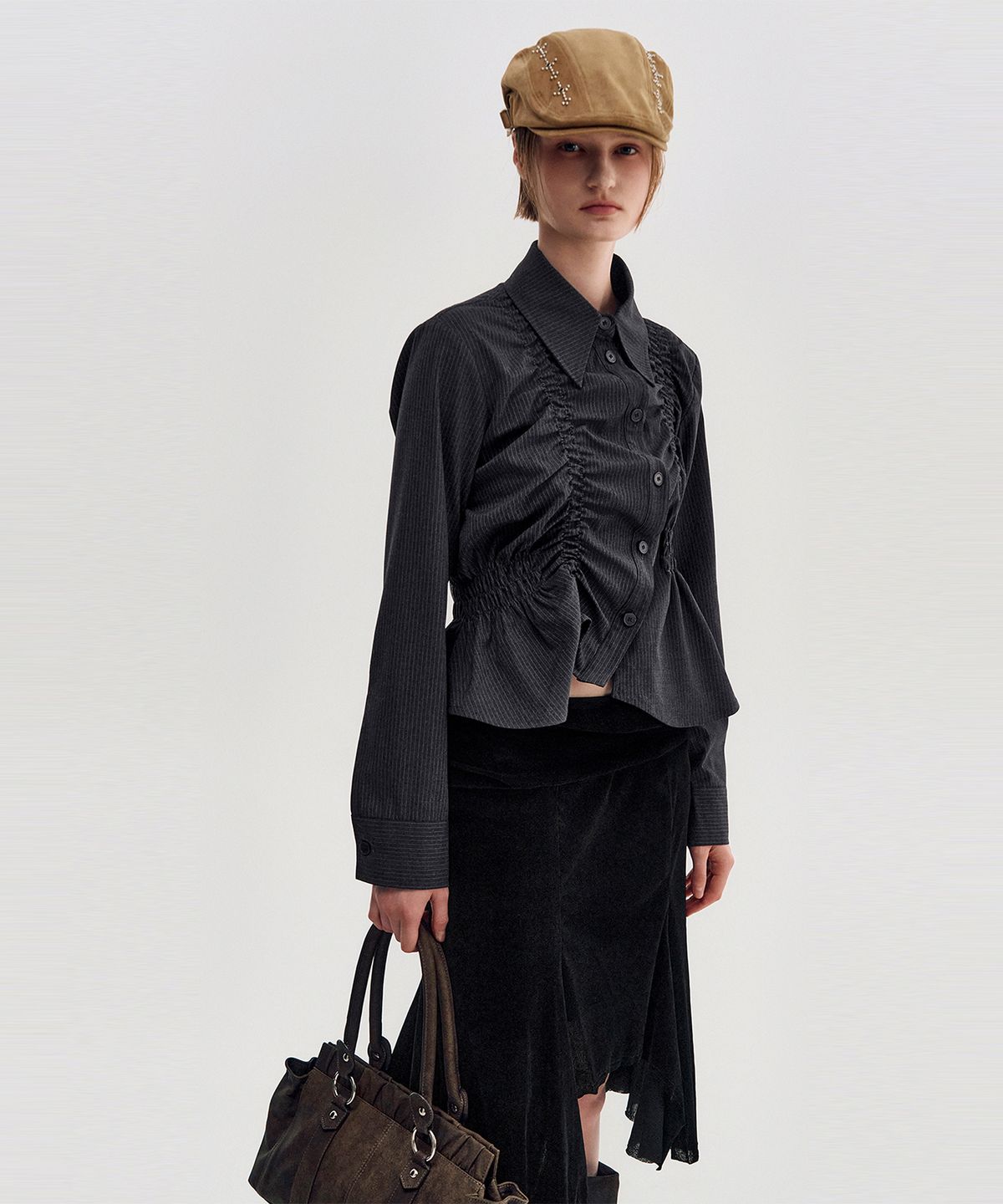 킴지수(KIMZISU) Velvet Jersey Gored Skirt _ BLACK
