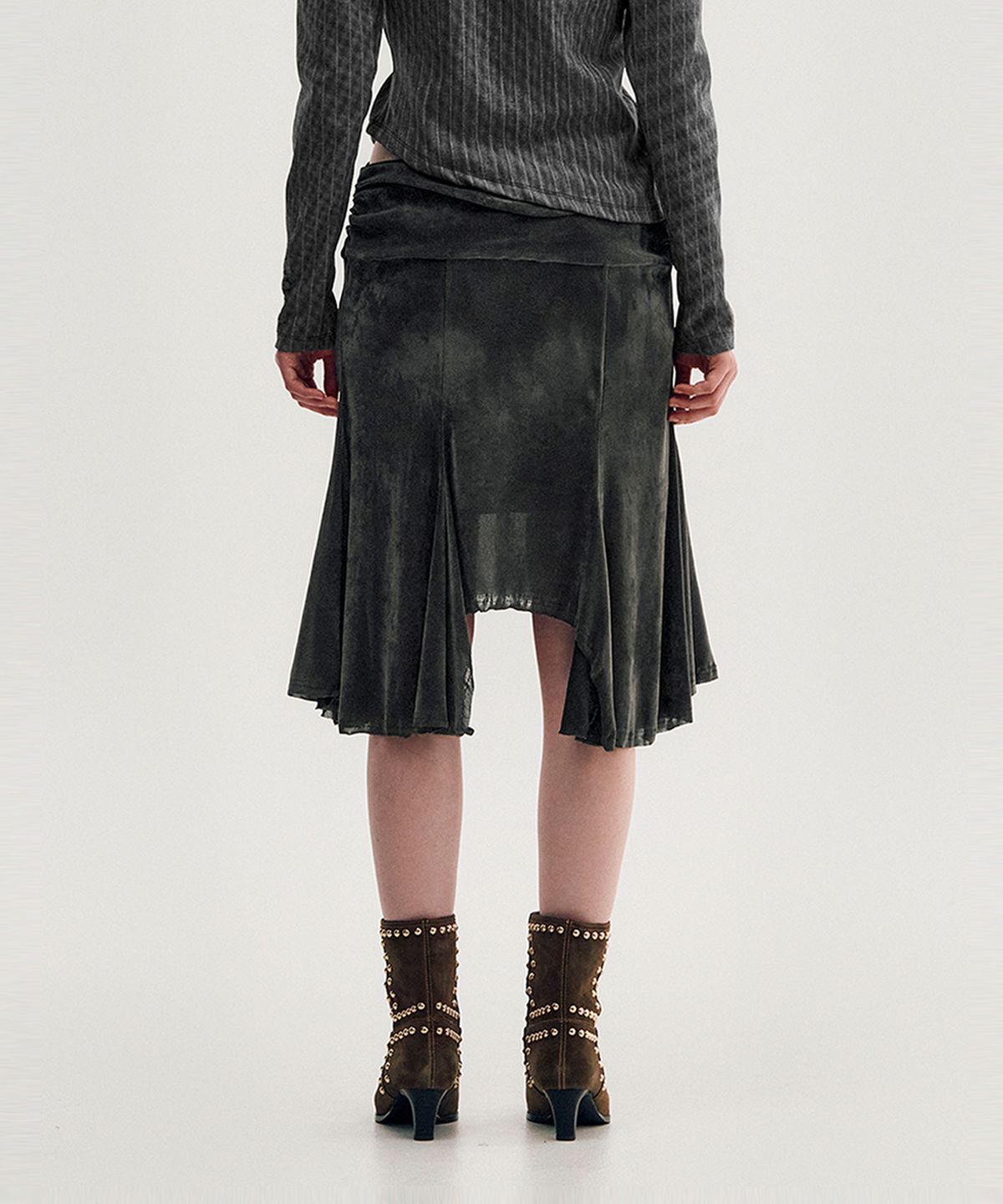 킴지수(KIMZISU) Velvet Jersey Gored Skirt _ GREY