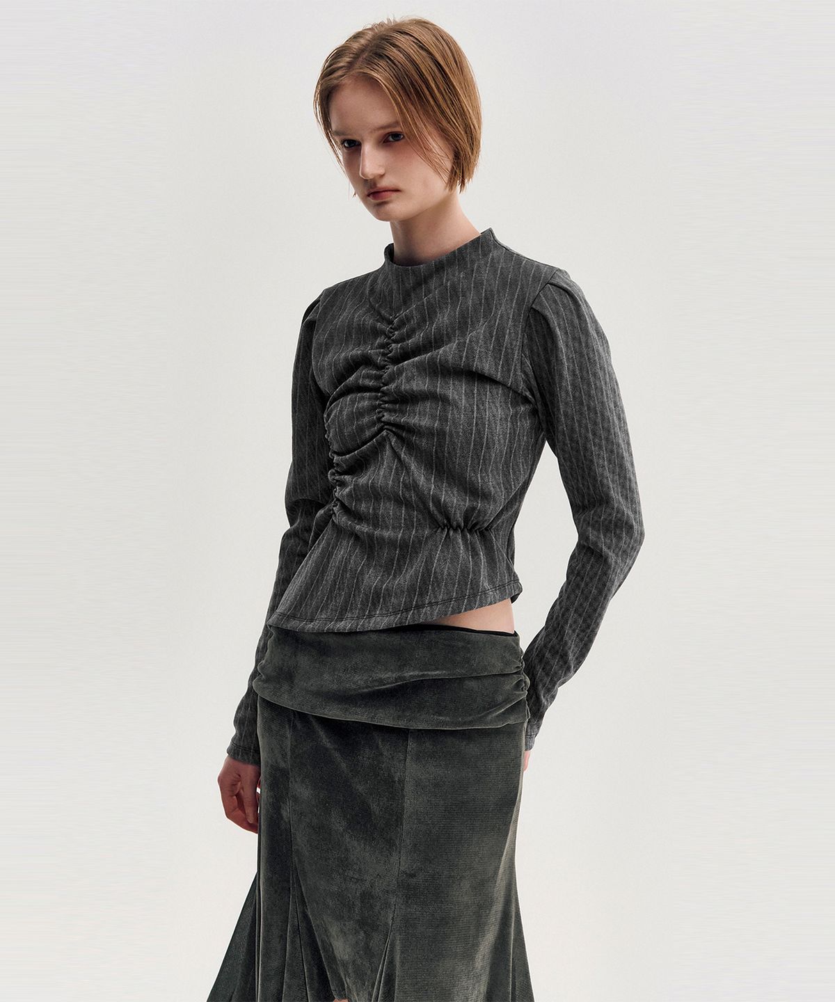 킴지수(KIMZISU) Velvet Jersey Gored Skirt _ GREY