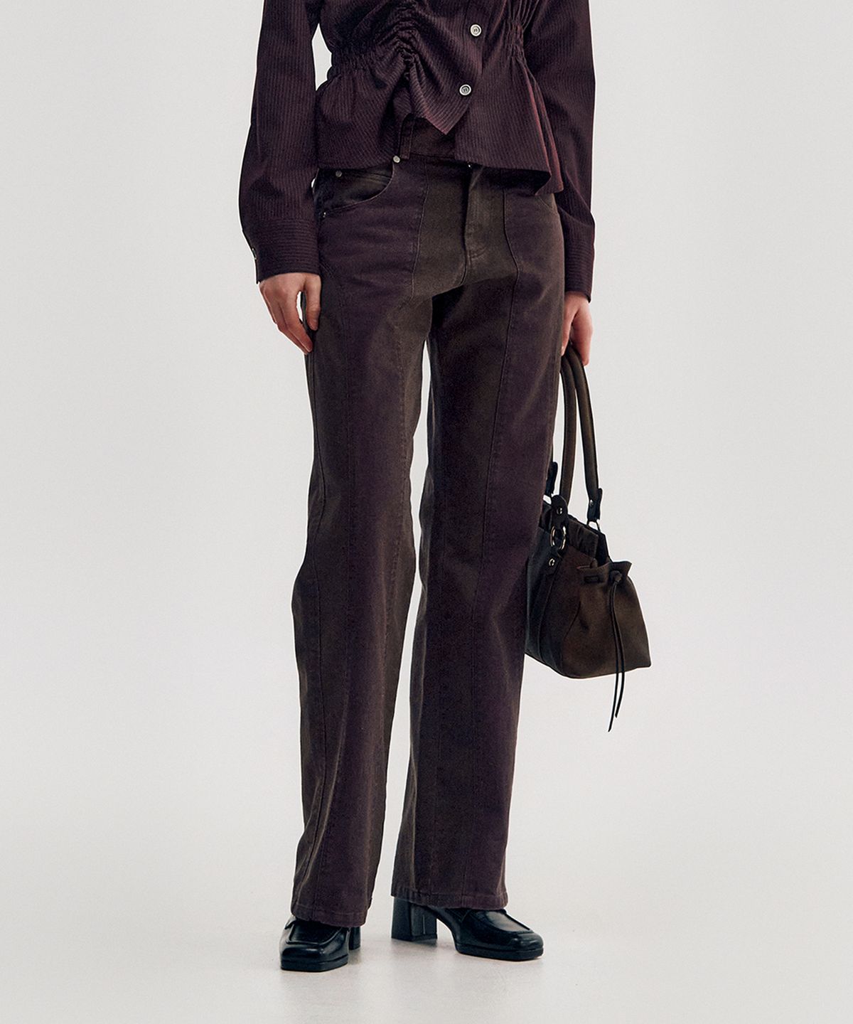 킴지수(KIMZISU) Two-Tone Straight Washed Pants _ BROWN