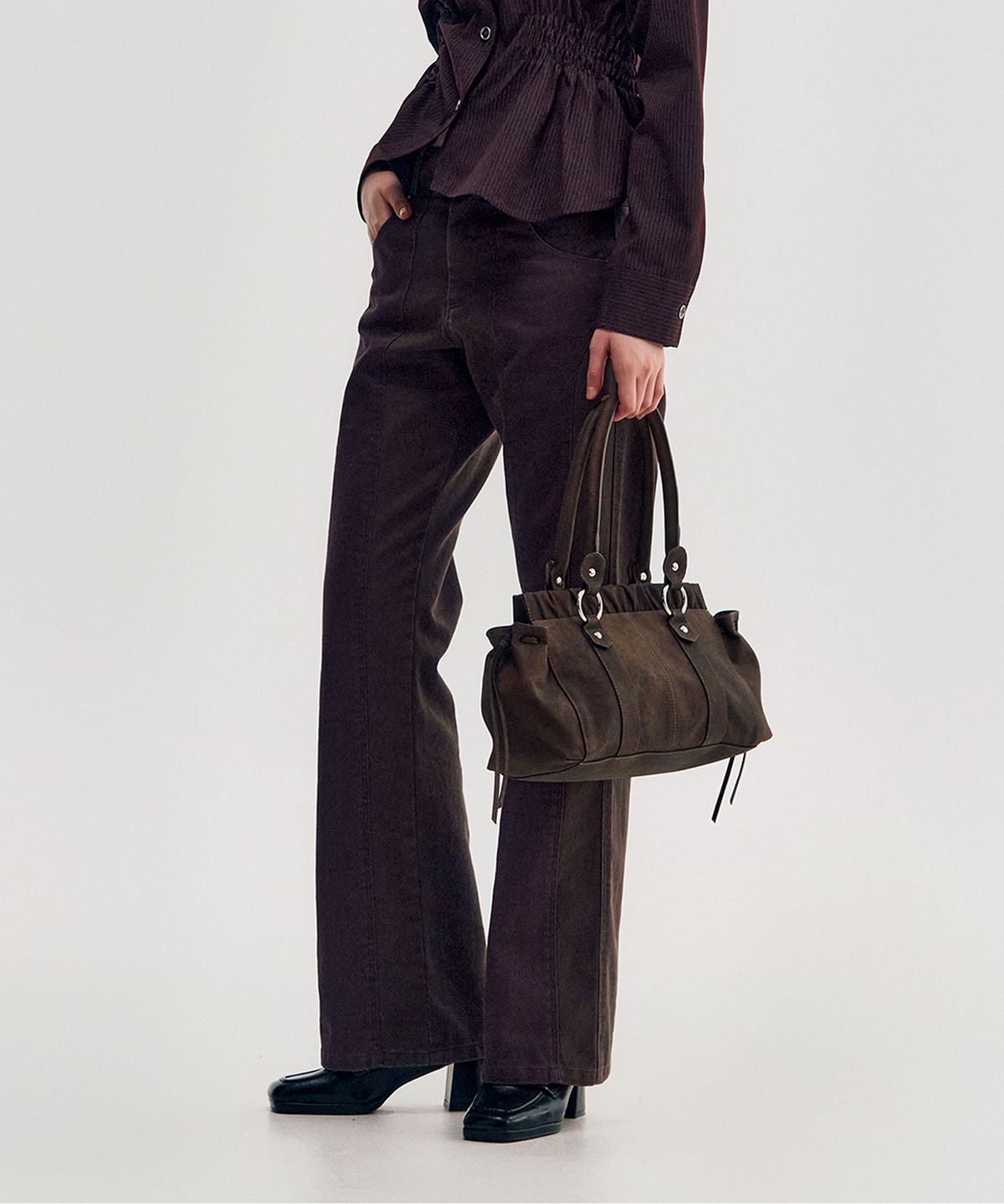킴지수(KIMZISU) Two-Tone Straight Washed Pants _ BROWN