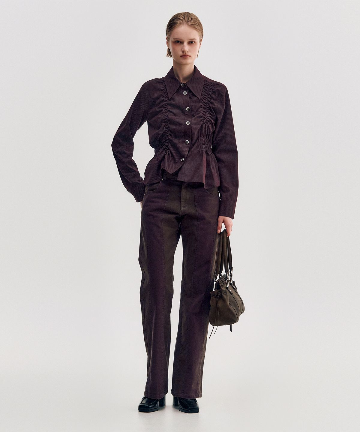 킴지수(KIMZISU) Two-Tone Straight Washed Pants _ BROWN