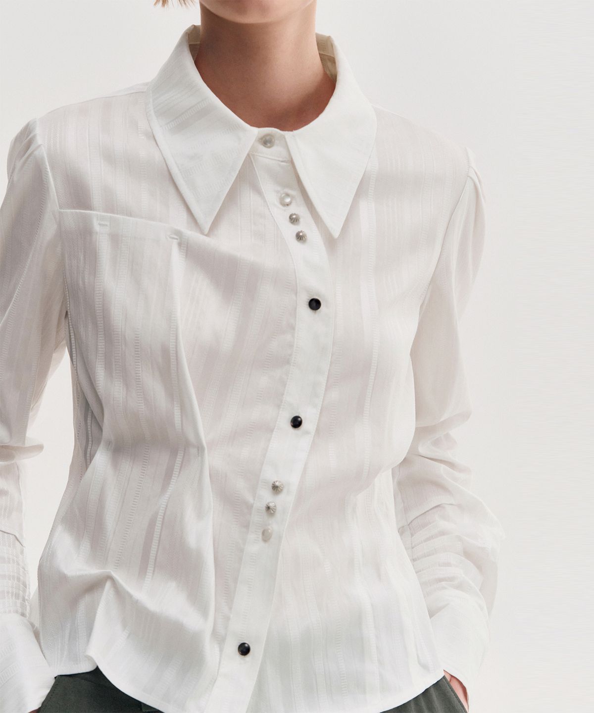 킴지수(KIMZISU) DOZI - Long Sleeve Button Up Shirt _ OFF WHITE