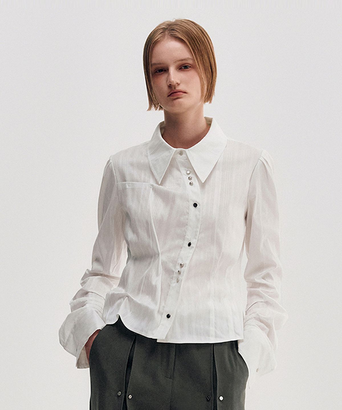 킴지수(KIMZISU) DOZI - Long Sleeve Button Up Shirt _ OFF WHITE
