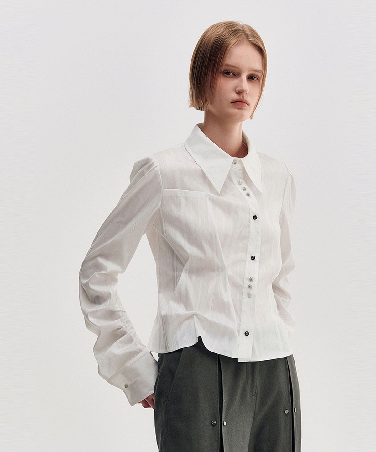 킴지수(KIMZISU) DOZI - Long Sleeve Button Up Shirt _ OFF WHITE