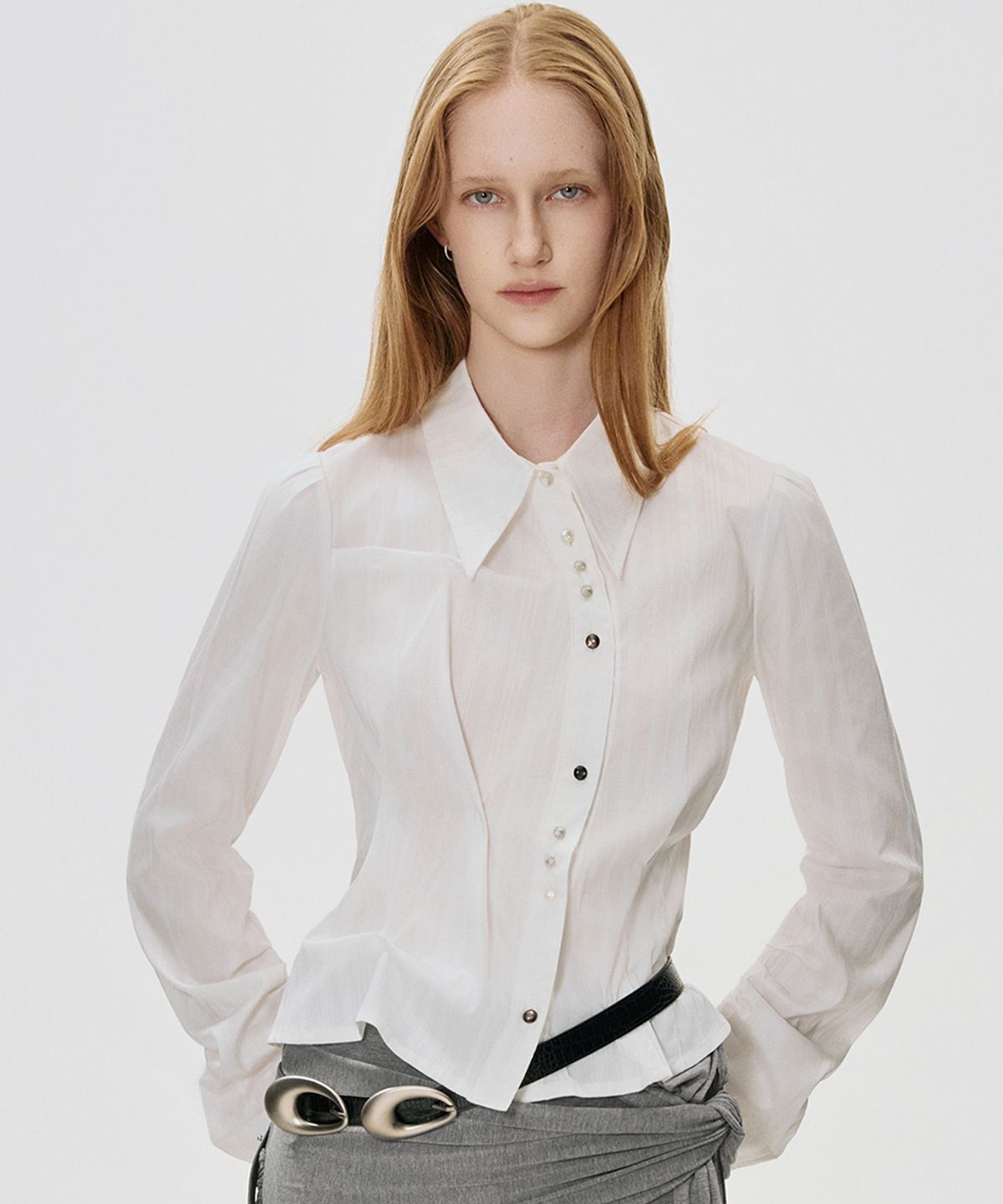 킴지수(KIMZISU) DOZI - Long Sleeve Button Up Shirt _ OFF WHITE