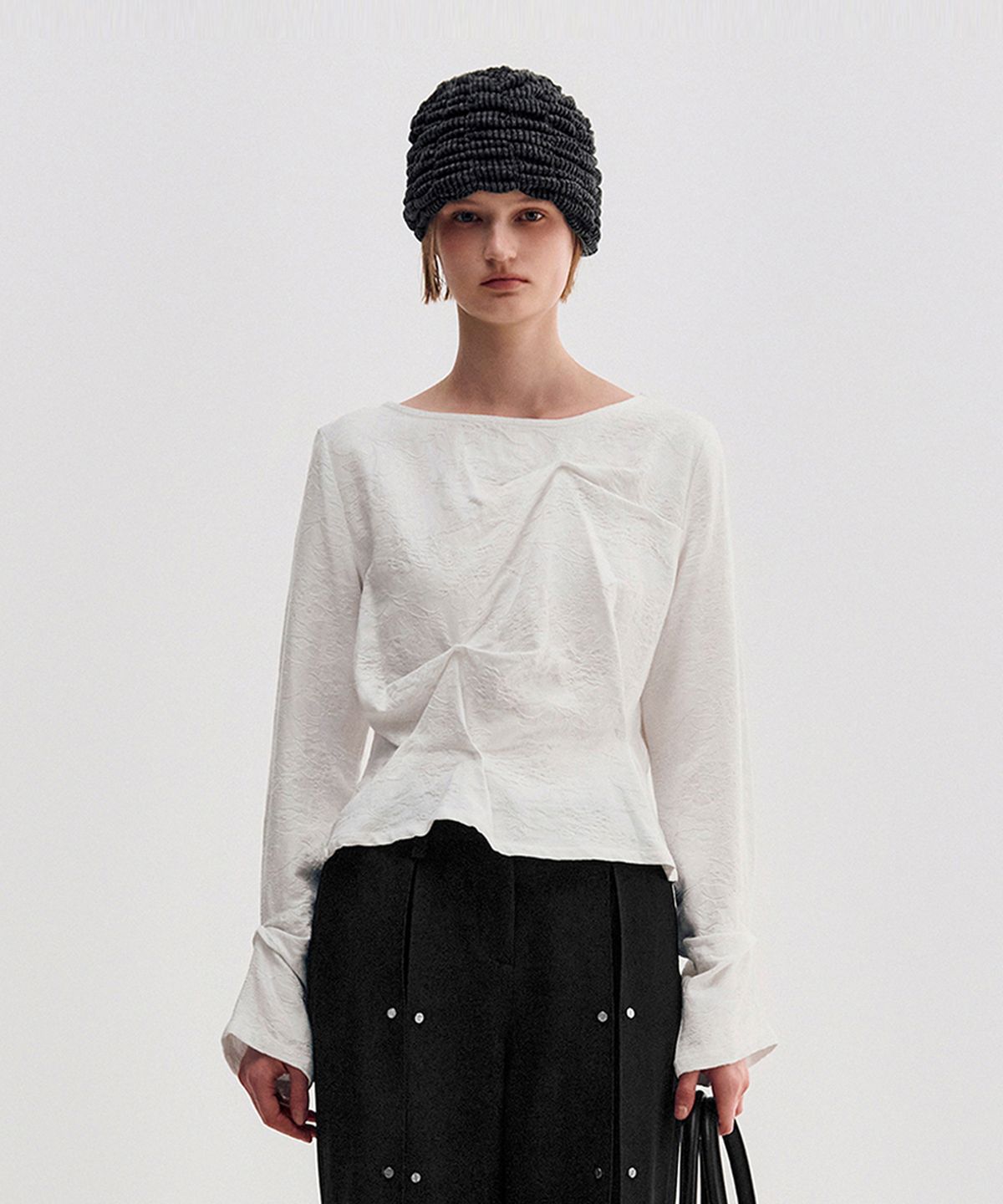 킴지수(KIMZISU) Pinched Long Sleeve Top _ WHITE