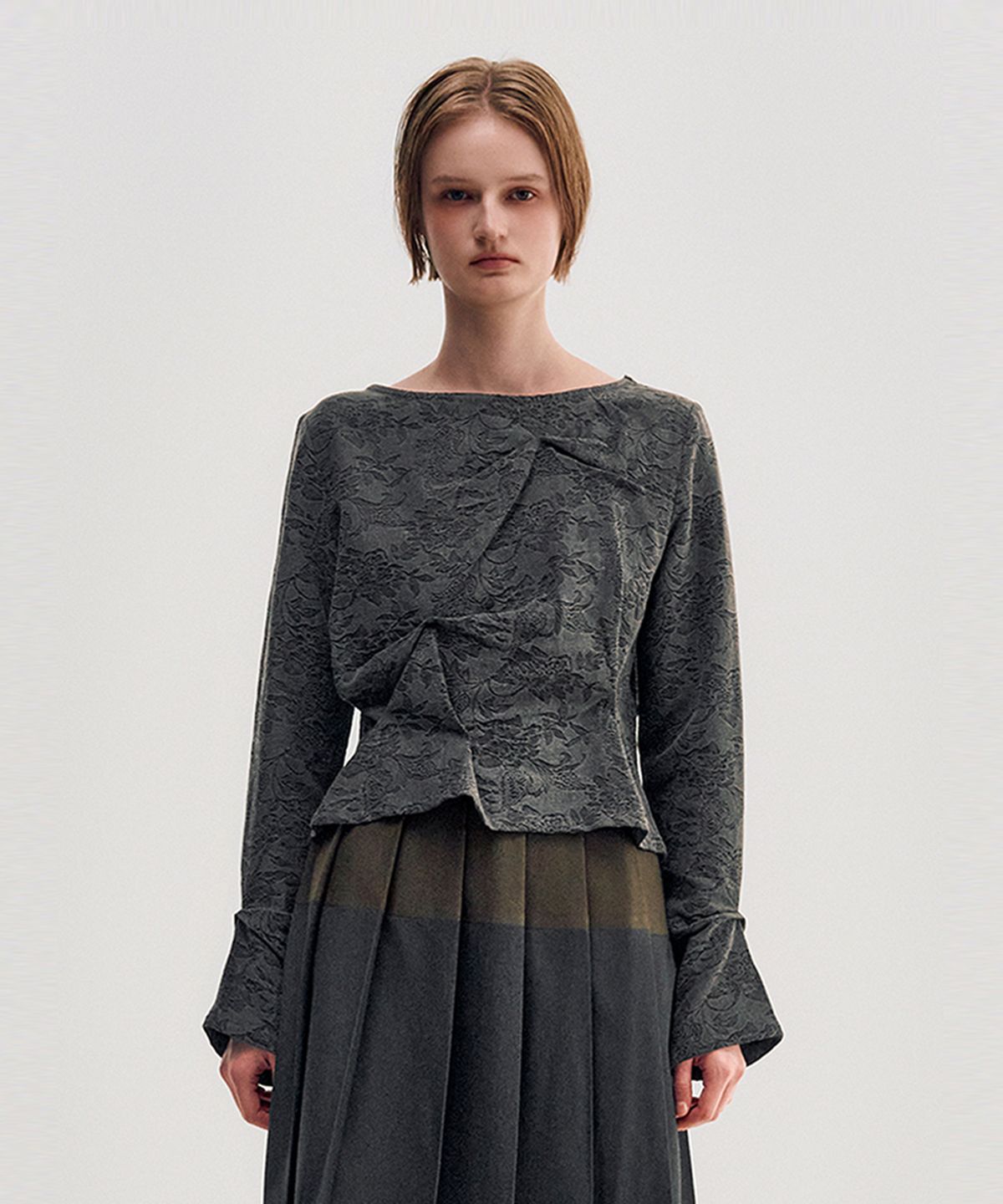 킴지수(KIMZISU) Pinched Long Sleeve Top _ CHARCOAL