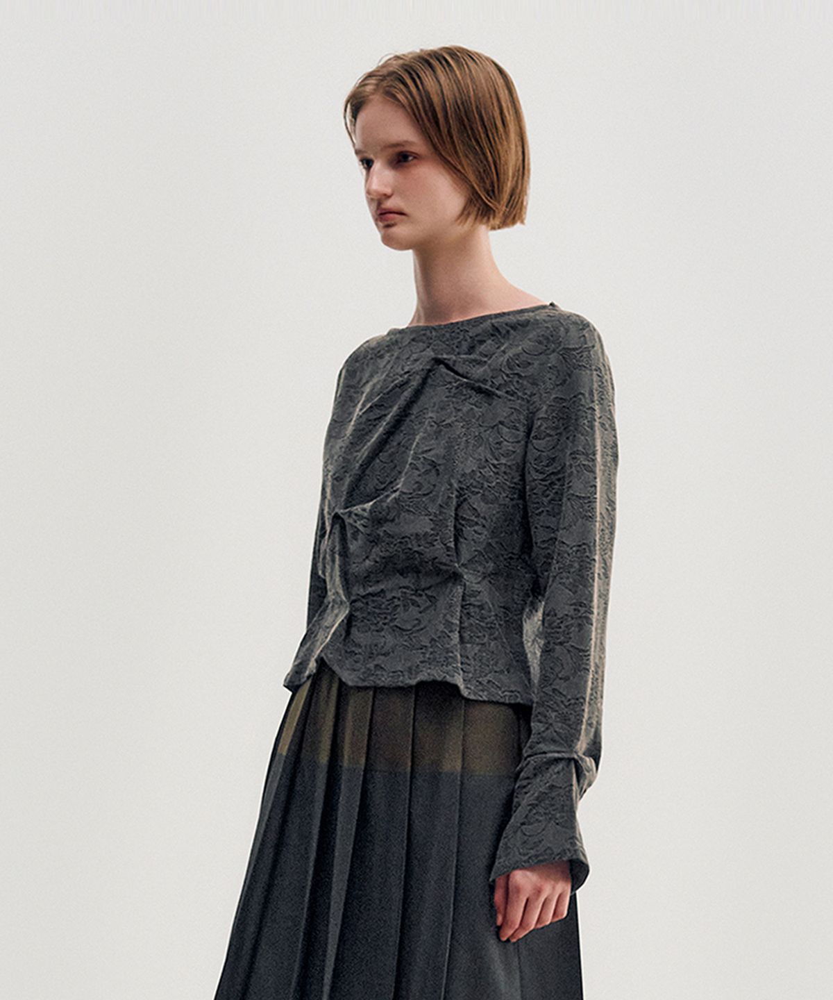킴지수(KIMZISU) Pinched Long Sleeve Top _ CHARCOAL