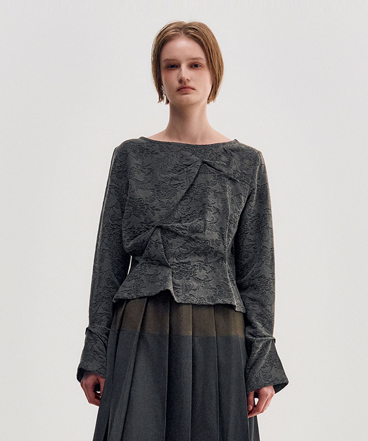 킴지수(KIMZISU) Pinched Long Sleeve Top _ CHARCOAL