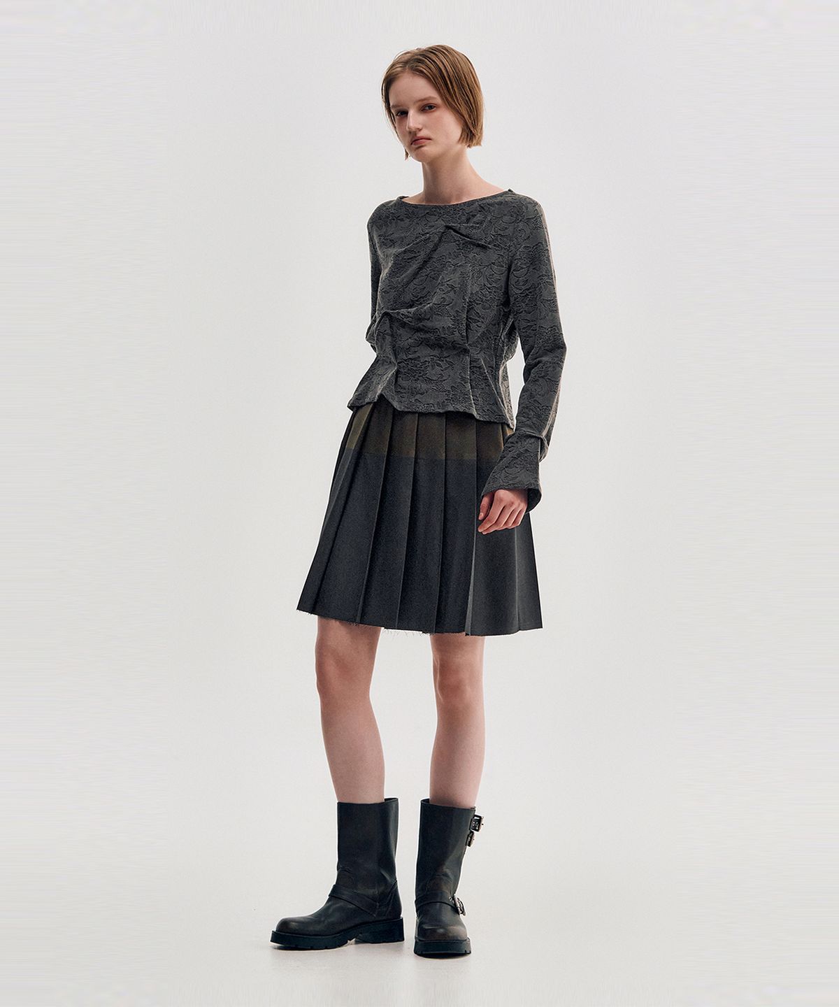 킴지수(KIMZISU) Pinched Long Sleeve Top _ CHARCOAL