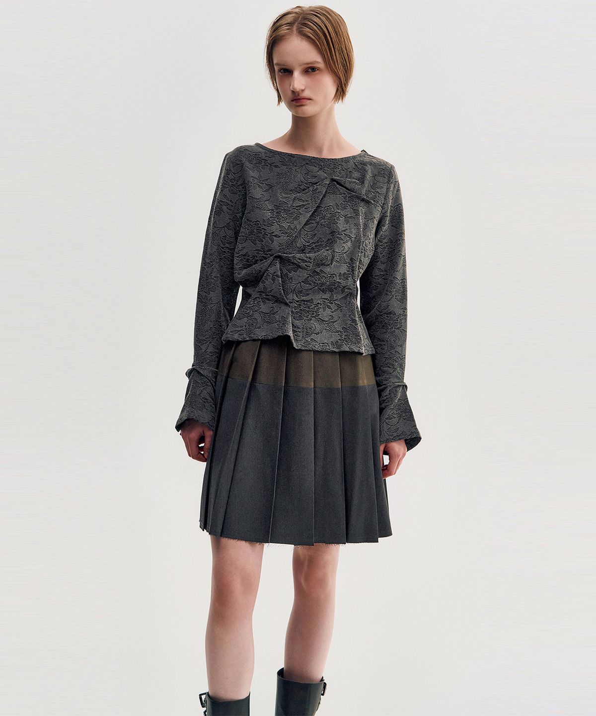 킴지수(KIMZISU) Pinched Long Sleeve Top _ CHARCOAL