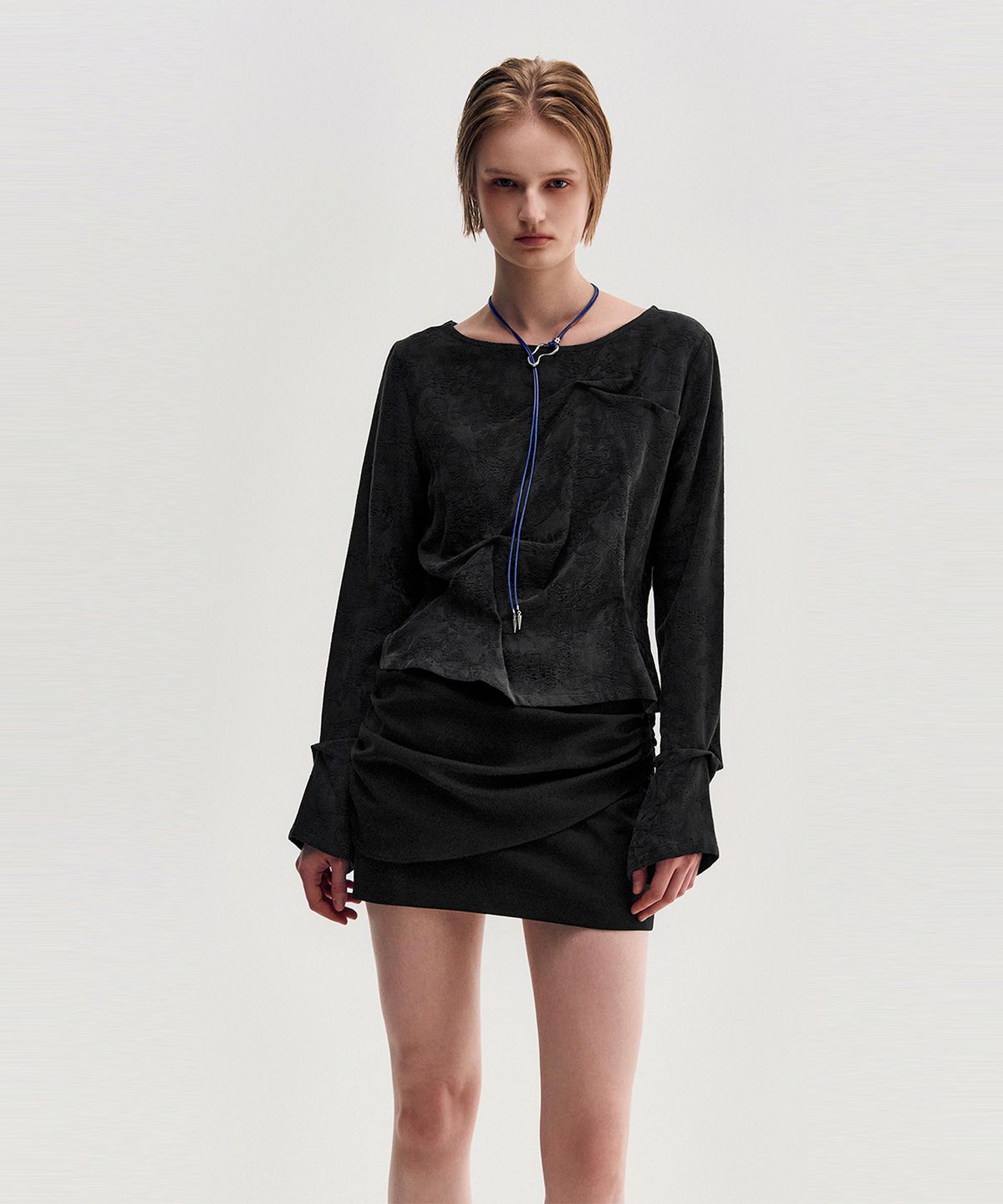 킴지수(KIMZISU) Pinched Long Sleeve Top _ BLACK