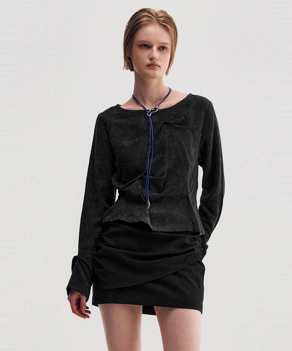 킴지수(KIMZISU) Pinched Long Sleeve Top _ BLACK