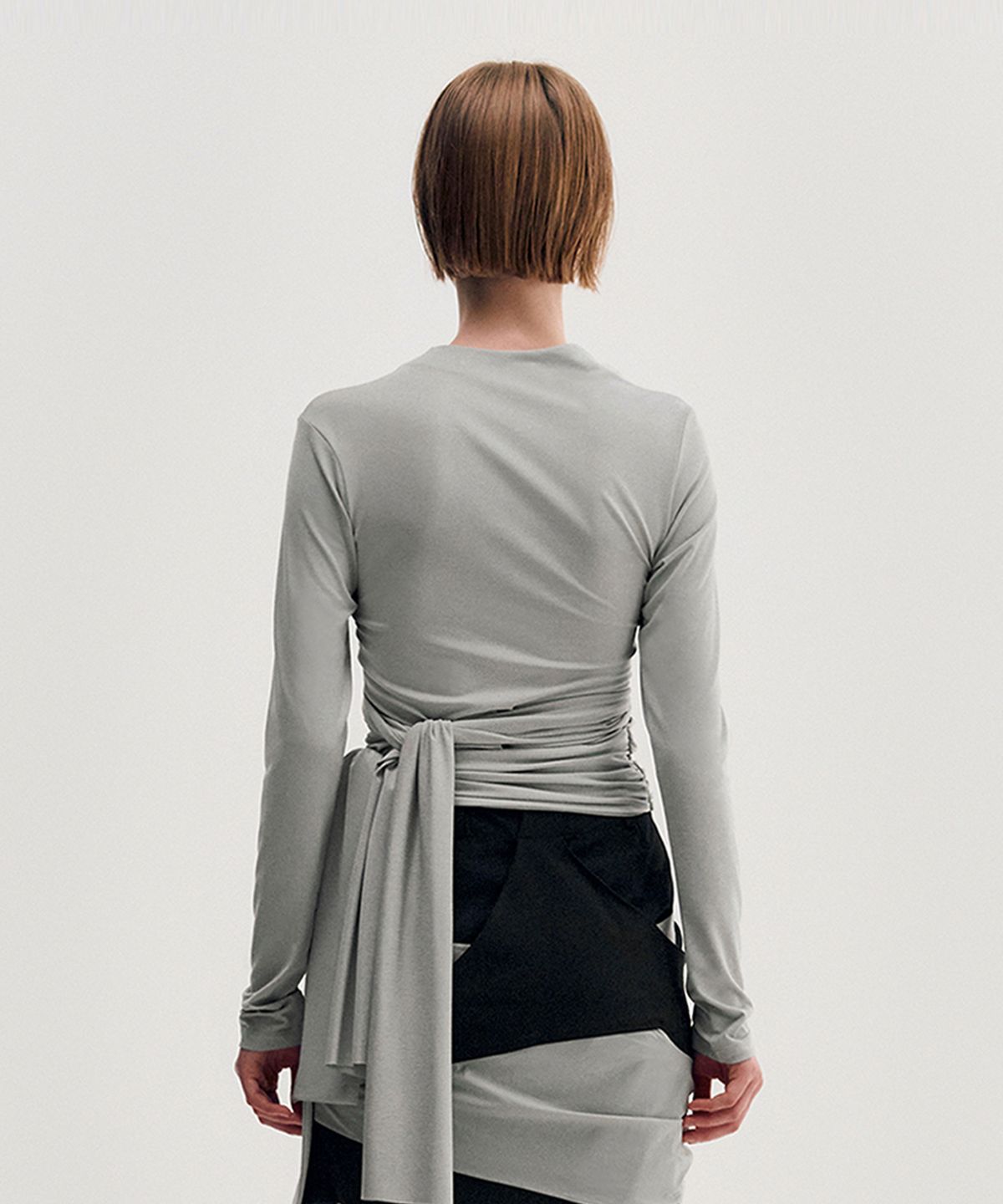 킴지수(KIMZISU) Multi-Tie Draped Jersey Top _ GREY