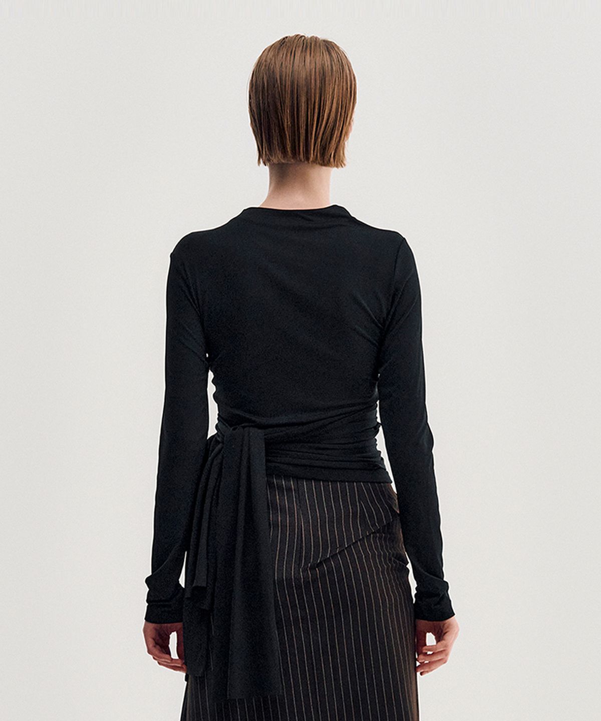 킴지수(KIMZISU) Multi-Tie Draped Jersey Top _ BLACK