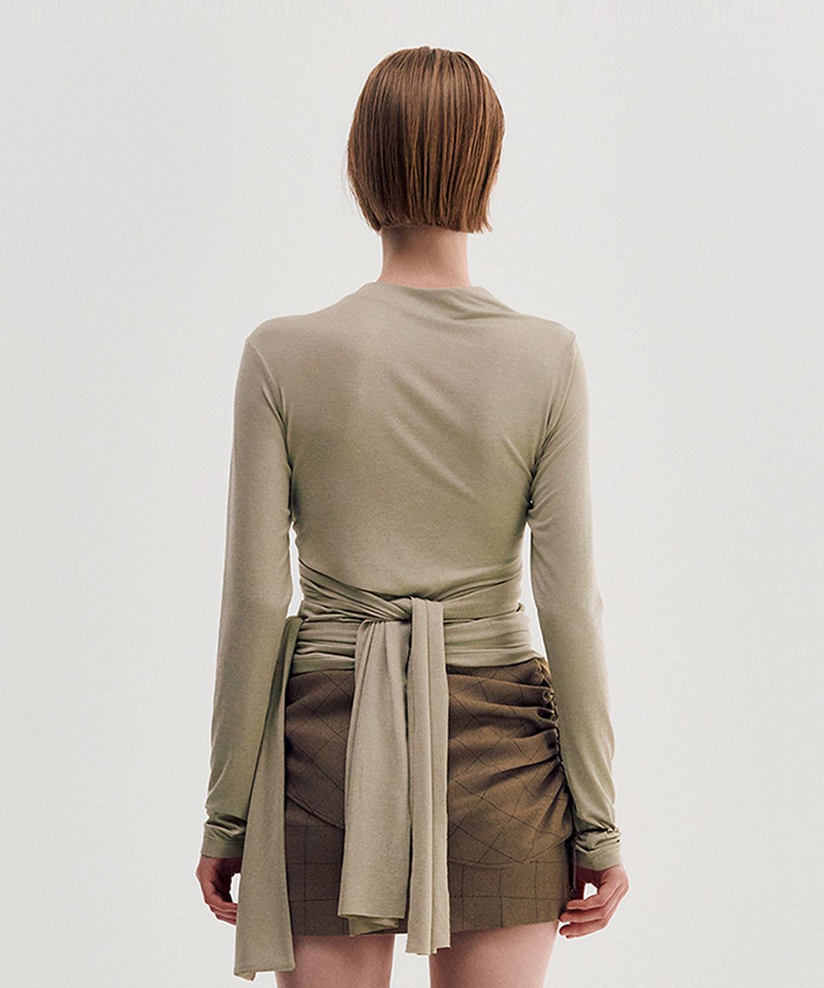 킴지수(KIMZISU) Multi-Tie Draped Jersey Top _ BEIGE