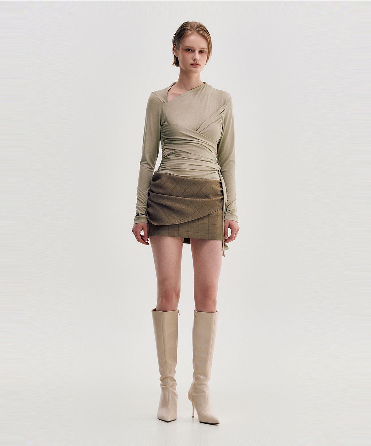킴지수(KIMZISU) Multi-Tie Draped Jersey Top _ BEIGE