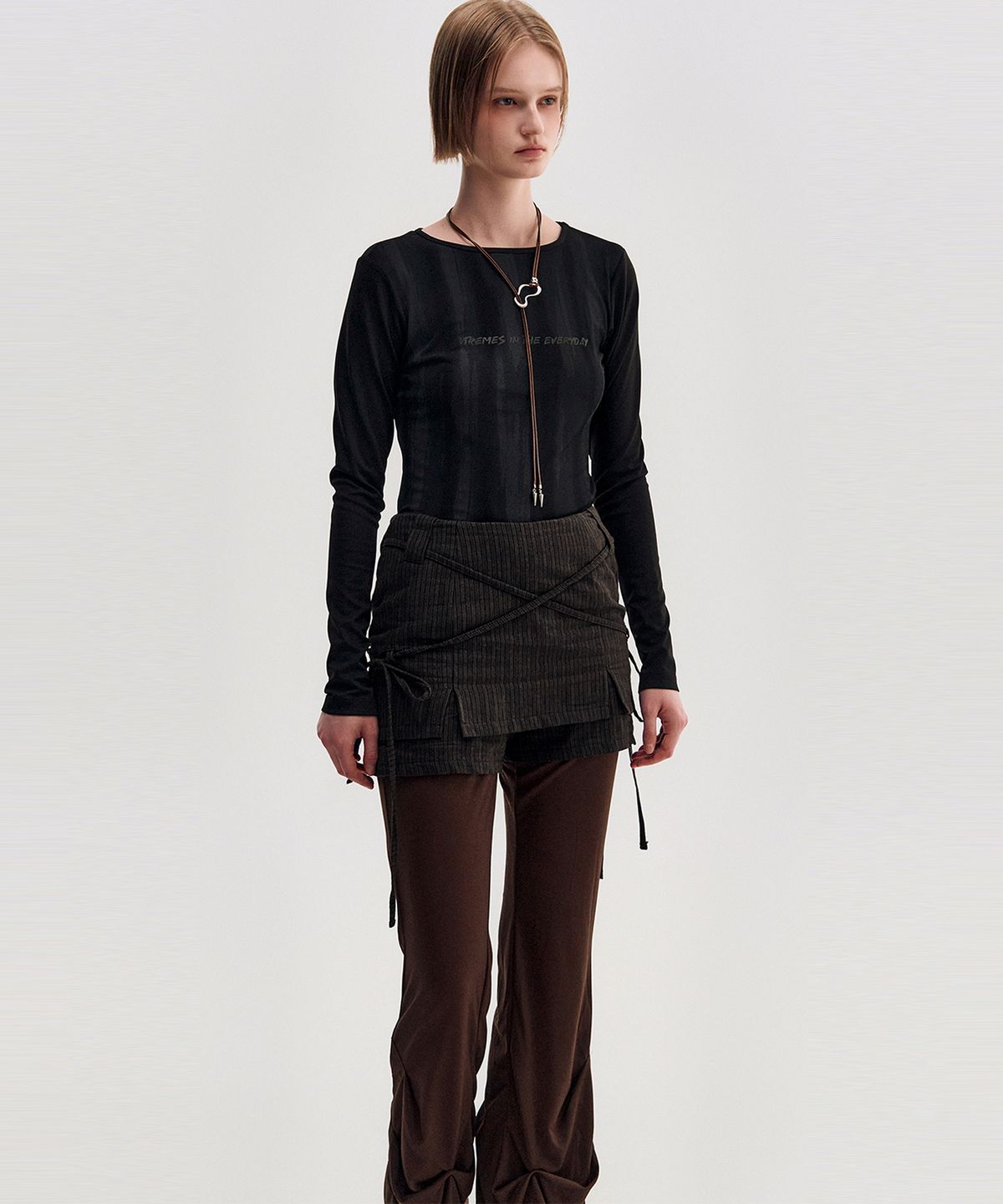 킴지수(KIMZISU) Polished Flow Bolo Necklace _ BROWN