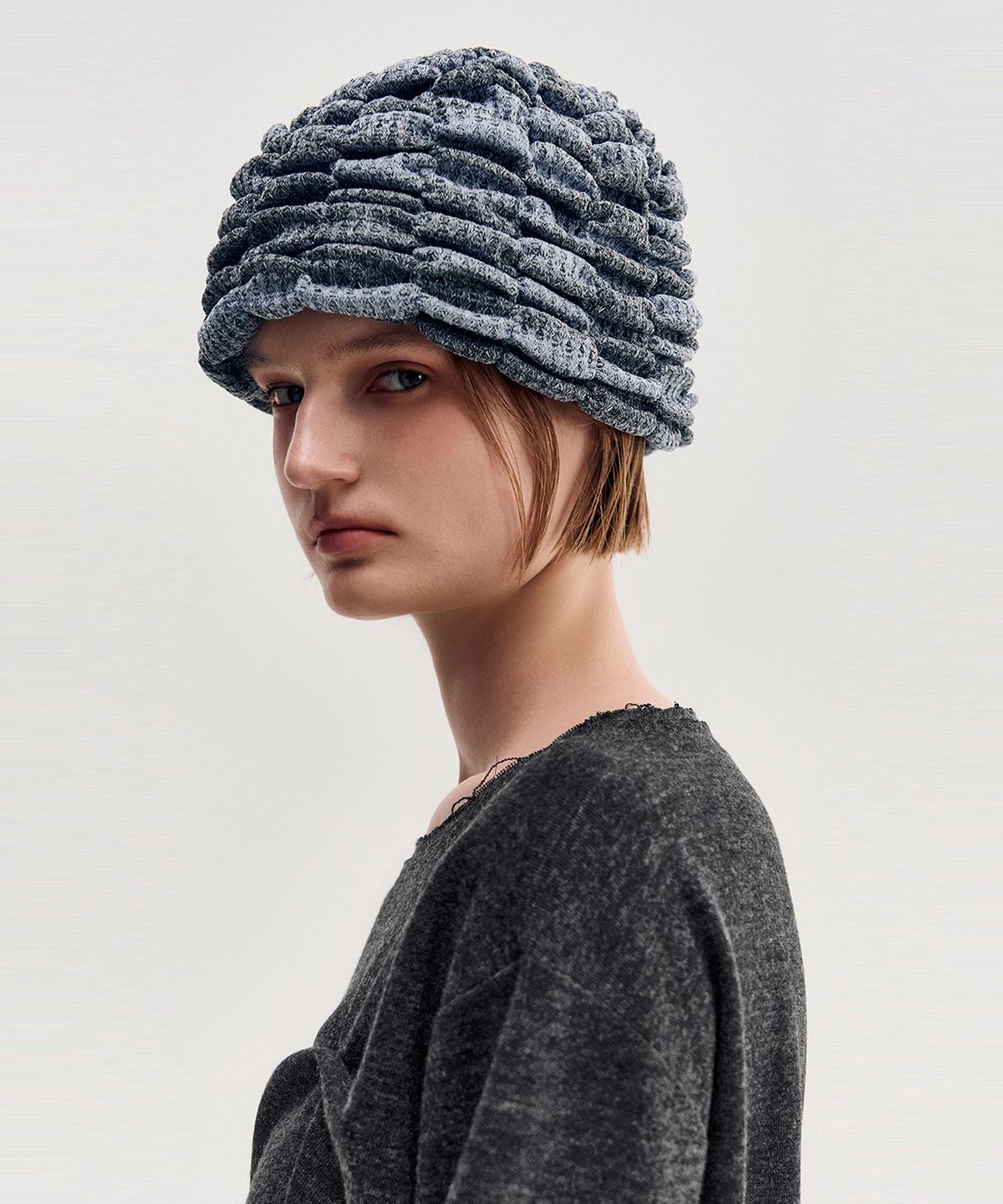 킴지수(KIMZISU) Melange Ruched Beanie _ SKY BLUE