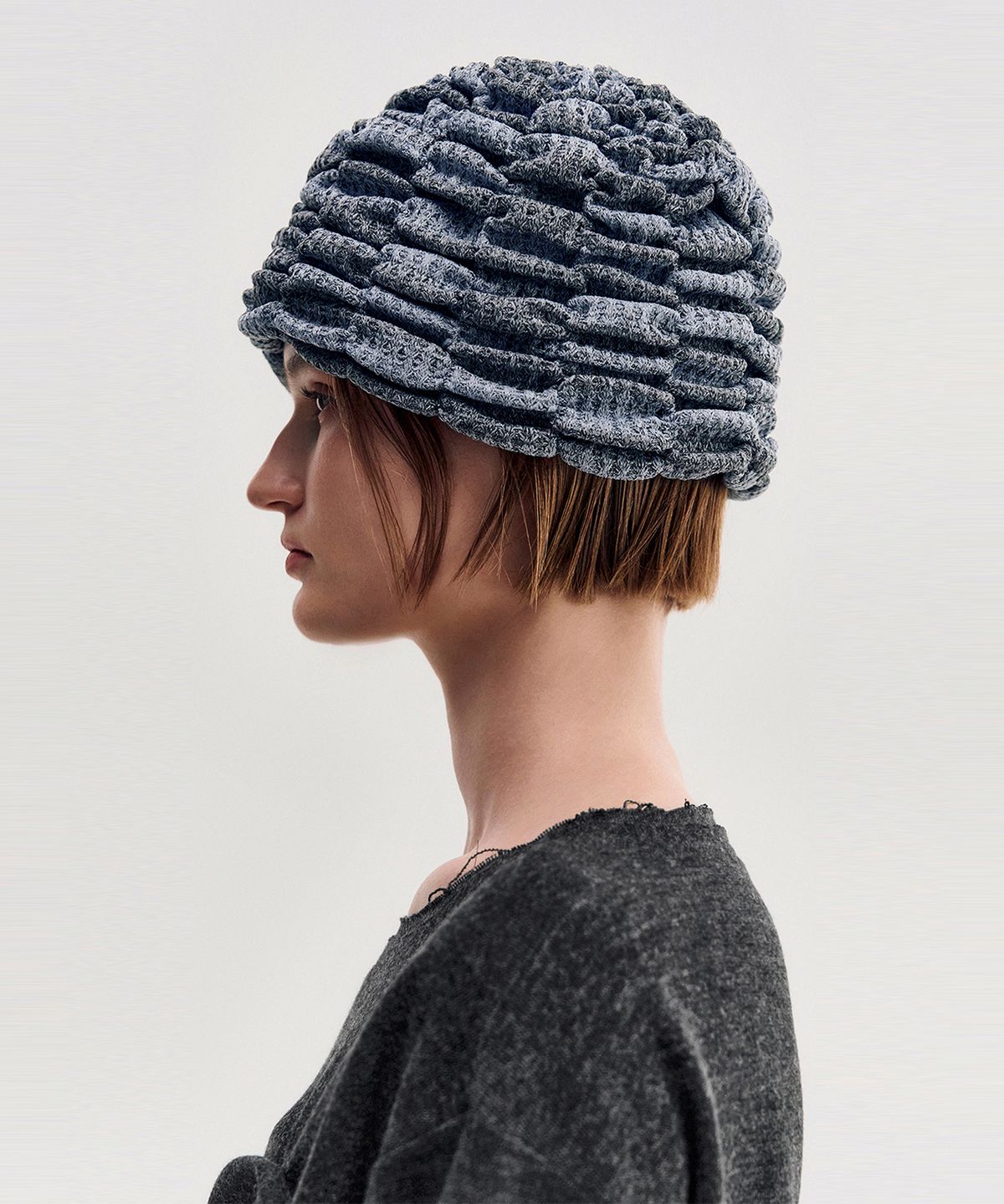 킴지수(KIMZISU) Melange Ruched Beanie _ SKY BLUE