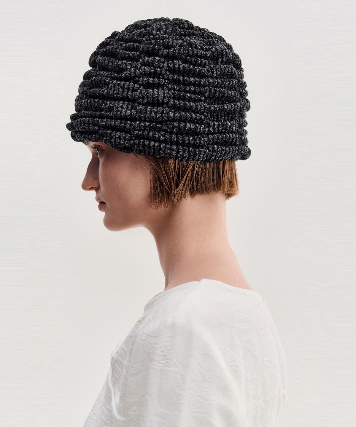 킴지수(KIMZISU) Melange Ruched Beanie _ BLACK