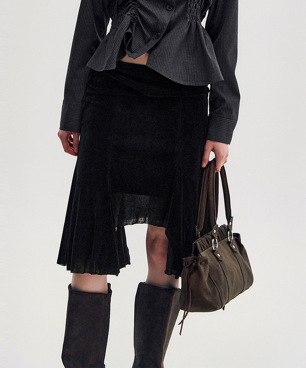 킴지수(KIMZISU) Ruched Belt Tote Bag _ BROWN