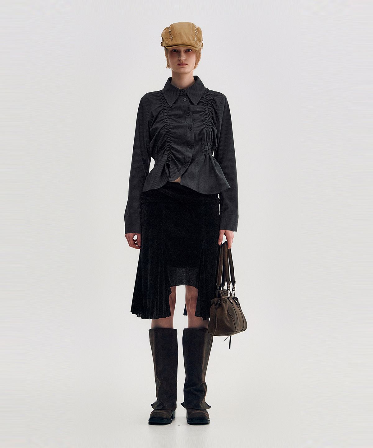 킴지수(KIMZISU) Ruched Belt Tote Bag _ BROWN