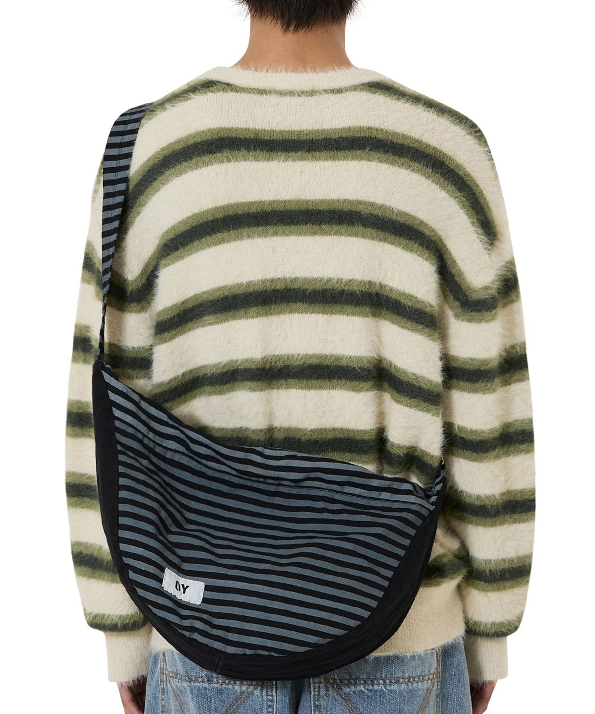 오픈야드(오와이)(OPENYARD(OY)) STRIPE CURVE BAG - BLACK
