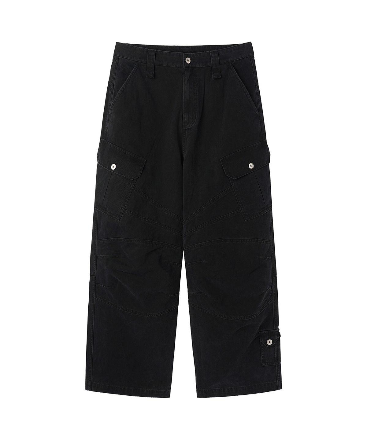 오픈야드(오와이)(OPENYARD(OY)) WASHED PANEL CARGO PANTS - BLACK