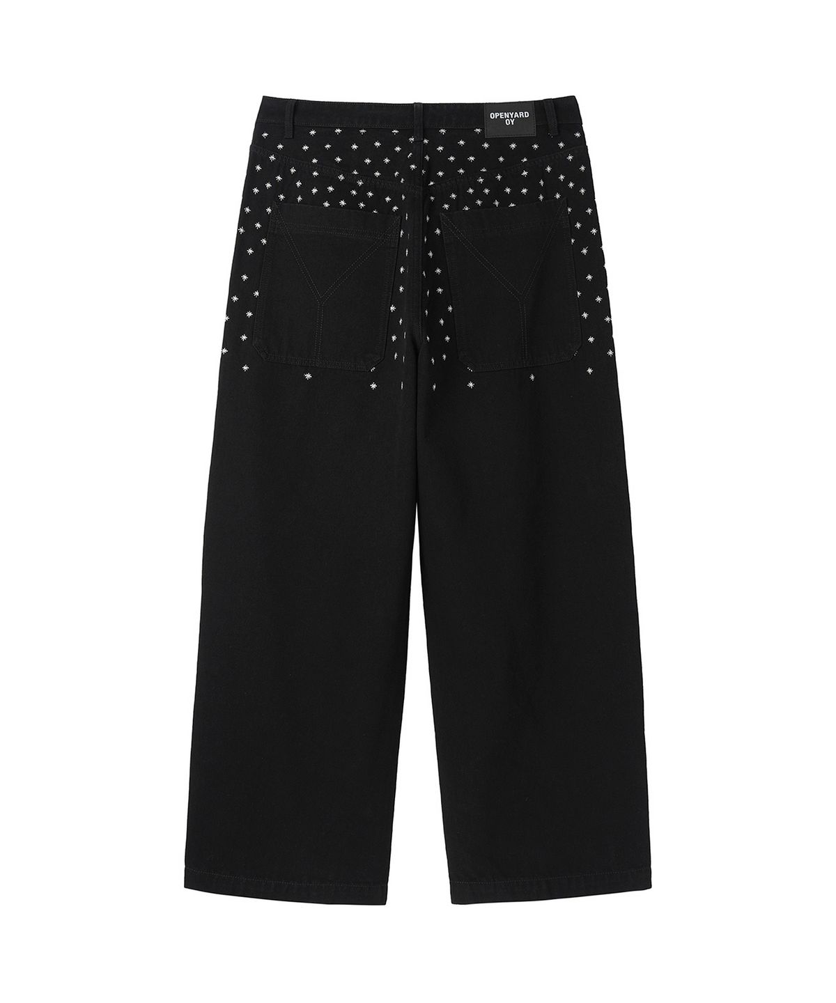 오픈야드(오와이)(OPENYARD(OY)) SPRINKLE EMBROIDERY WIDE VOLUME PANTS - BLACK