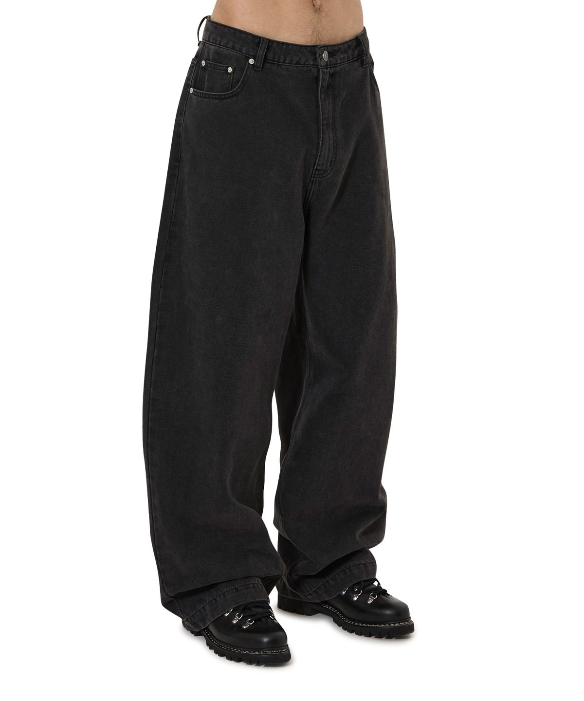 오픈야드(오와이)(OPENYARD(OY)) STUD WIDE VOLUME PANTS - BLACK