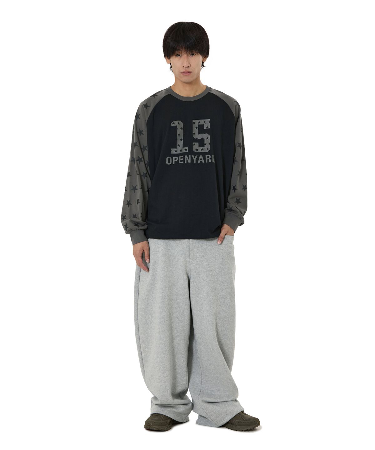 오픈야드(오와이)(OPENYARD(OY)) STAR RAGLAN L/S TEE - BLACK