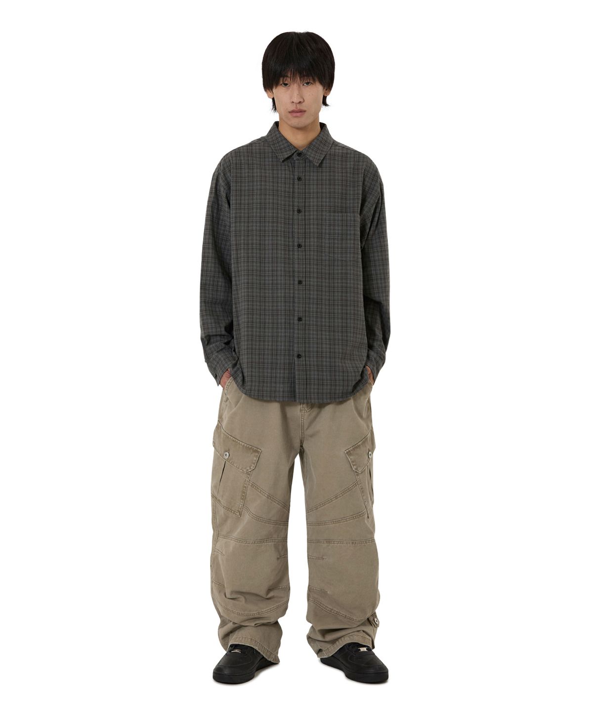 오픈야드(오와이)(OPENYARD(OY)) NEAT CHECK SHIRT - CHARCOAL