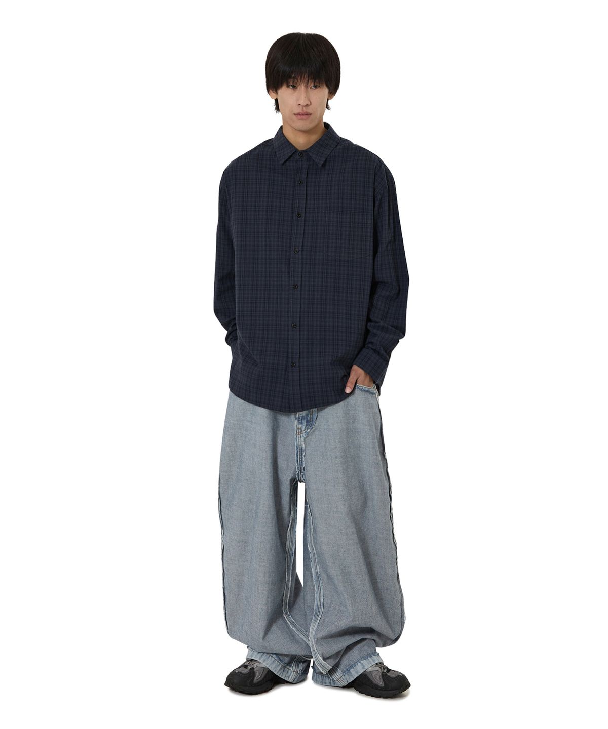 오픈야드(오와이)(OPENYARD(OY)) NEAT CHECK SHIRT - NAVY