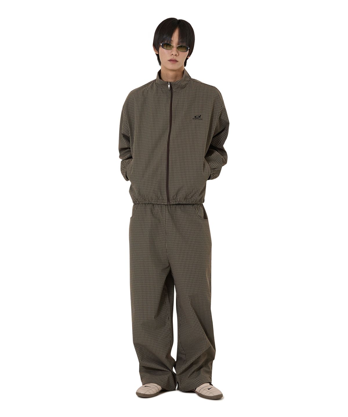 오픈야드(오와이)(OPENYARD(OY)) O LOGO CHECK TRACK JACKET - BROWN