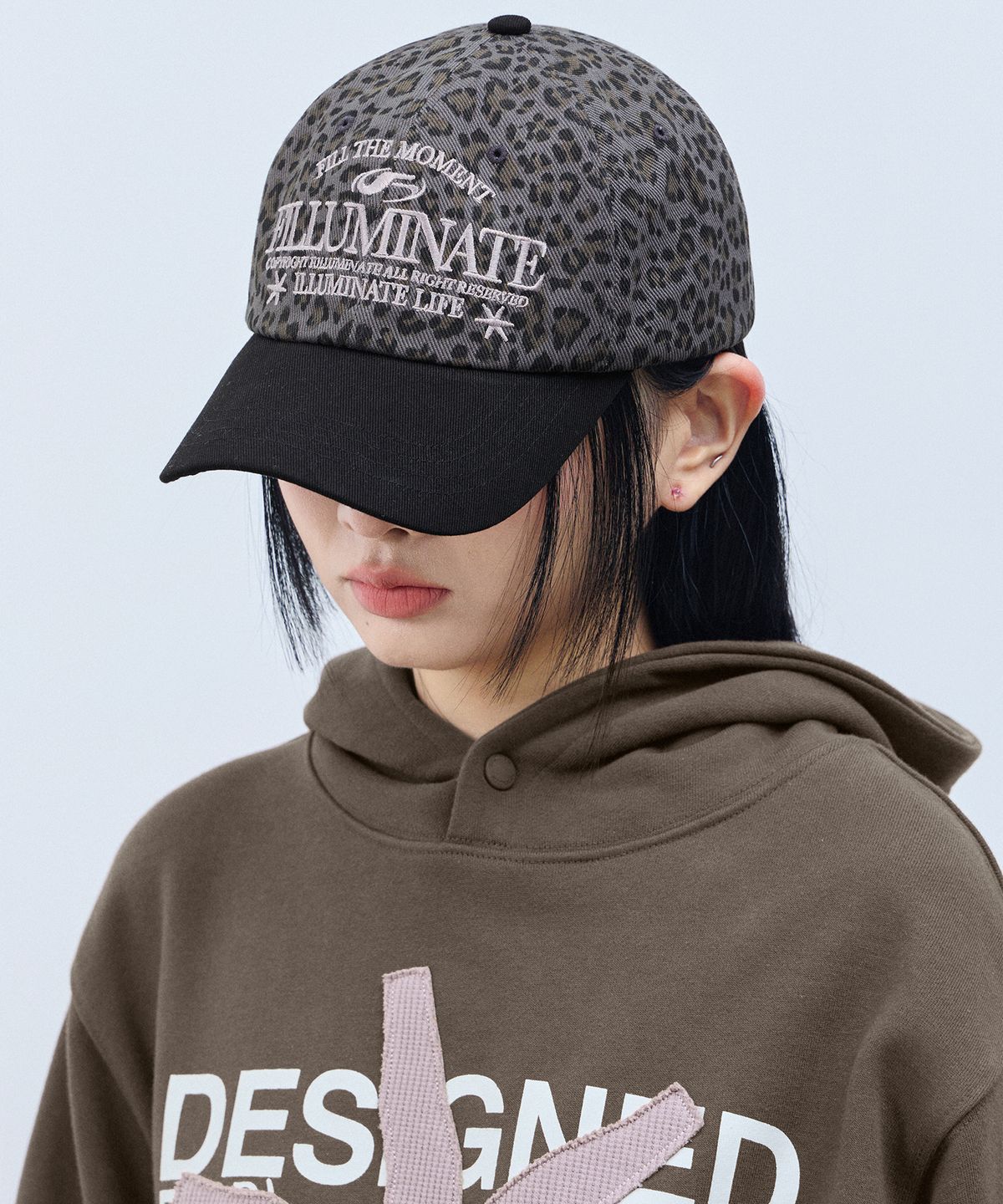 필루미네이트(FILLUMINATE) 레오파드 블럭 볼캡-블랙