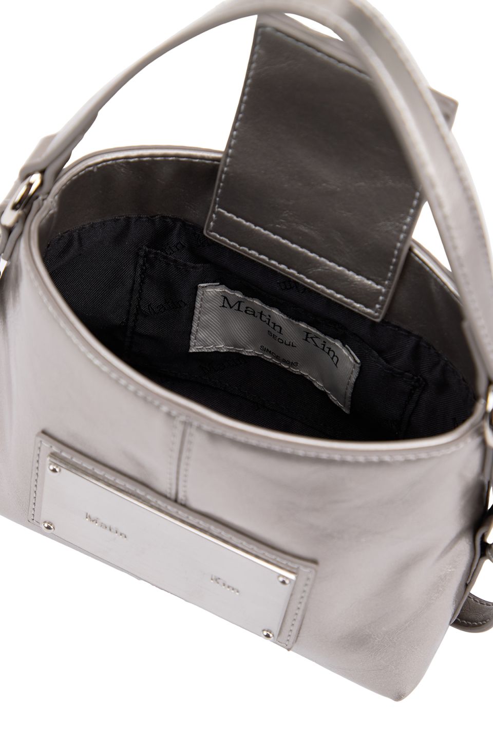 MUSINSA公式 | MATIN KIM HANDLE MINI CROSS BAG IN DARK SILVER