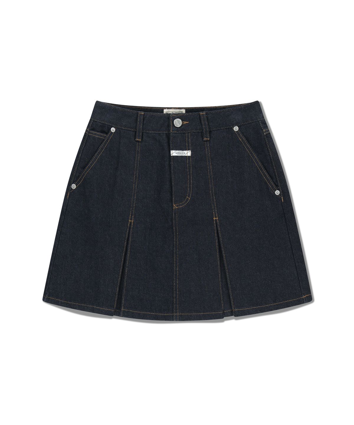 마리떼 프랑소와 저버(MARITHÉ + FRANҪOIS GIRBAUD) W DENIM PLEATED MINI SKIRT dark blue