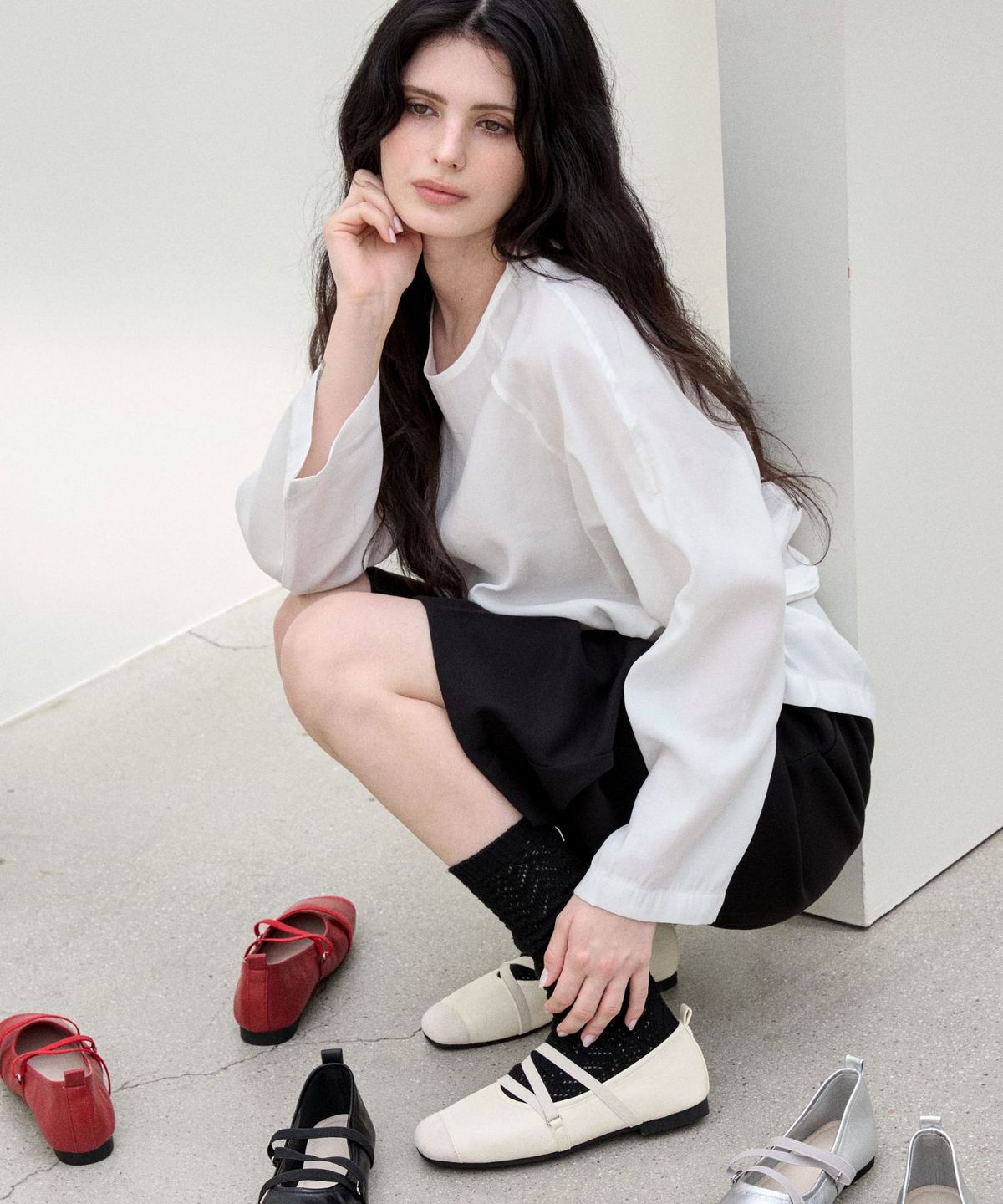 스퍼(SPUR) Elise Croise Strap Flat 플랫슈즈 1.5cm -VS9092 (5color)