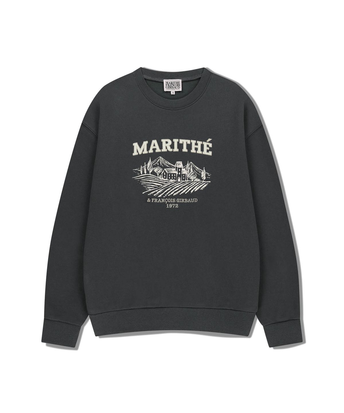마리떼 프랑소와 저버(MARITHÉ + FRANҪOIS GIRBAUD) WINERY APPLIQUE LOGO OVER FIT SWEATSHIRT charcoal