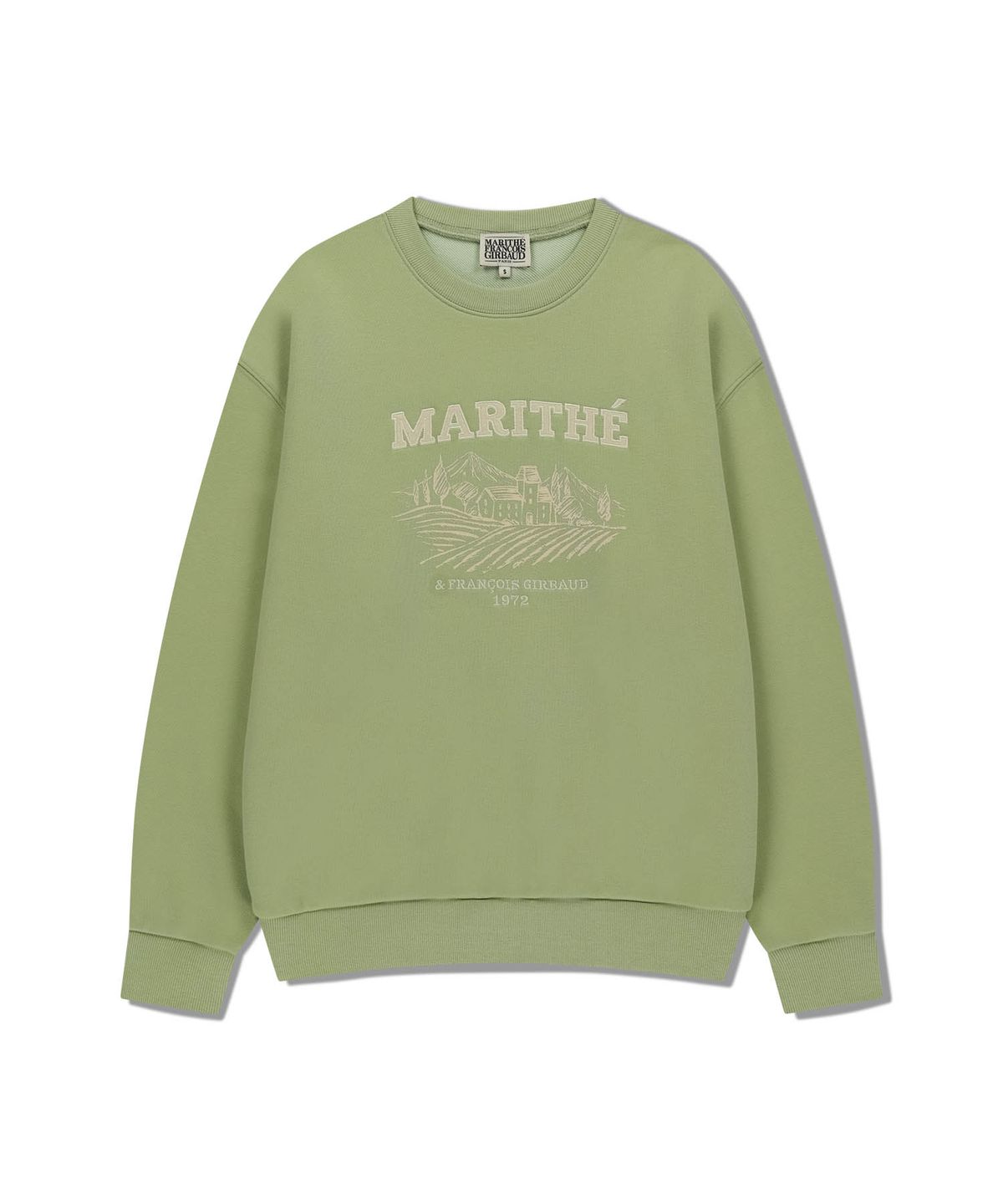 마리떼 프랑소와 저버(MARITHÉ + FRANҪOIS GIRBAUD) WINERY APPLIQUE LOGO OVER FIT SWEATSHIRT olive