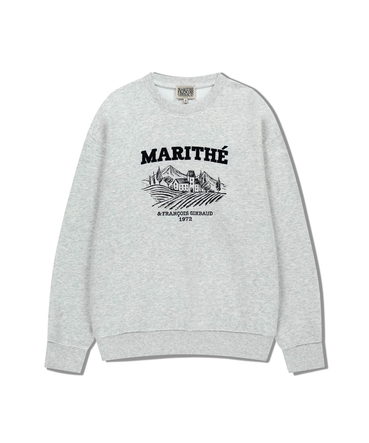 마리떼 프랑소와 저버(MARITHÉ + FRANҪOIS GIRBAUD) WINERY APPLIQUE LOGO OVER FIT SWEATSHIRT light heather gray