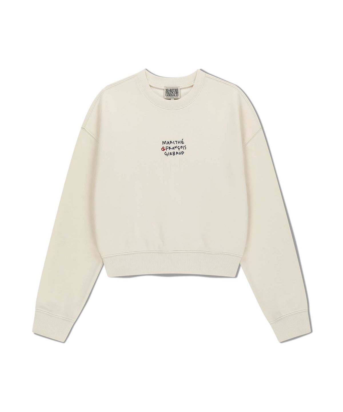 마리떼 프랑소와 저버(MARITHÉ + FRANҪOIS GIRBAUD) W MARITHE LOVE GRAPHIC CROP SWEATSHIRT ivory