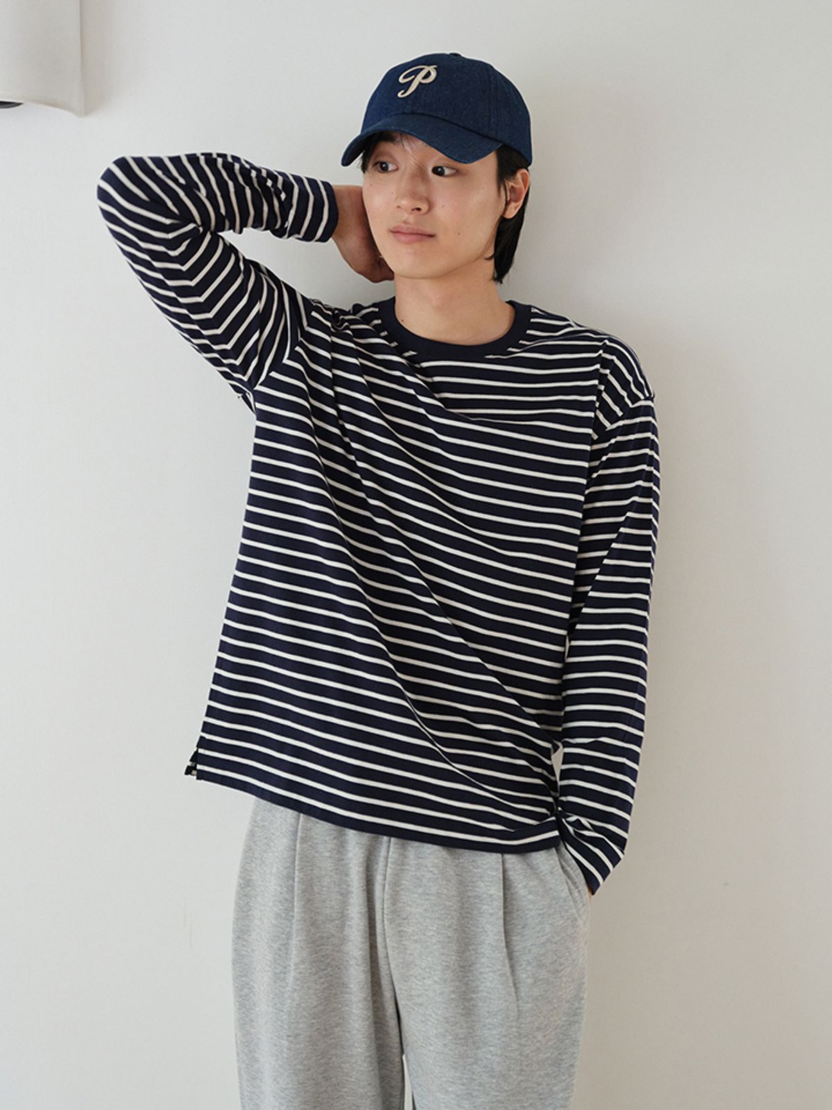 폴햄(POLHAM) 남성) 스트라이프 20수 코튼 긴팔티_PHF4TS1220