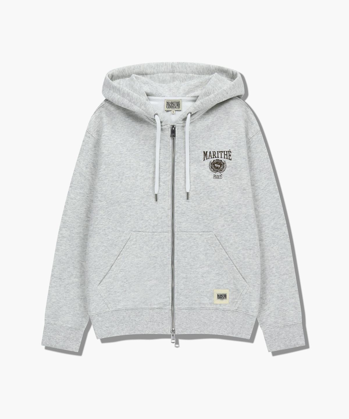 마리떼 프랑소와 저버(MARITHÉ + FRANҪOIS GIRBAUD) BIG COLLEGE LOGO GRAPHIC HOODIE ZIPUP light heather gray
